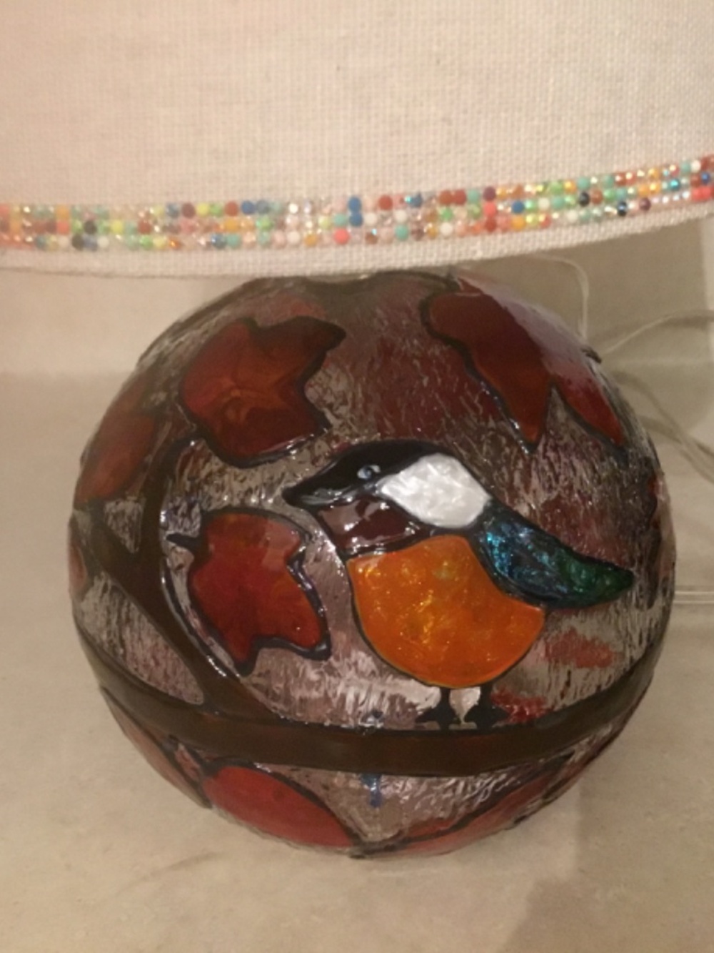 New, HandPainted Stained glass lamp - Picture 7 of 8